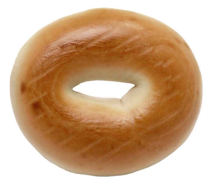 A freshly baked bagel displayed against a clean white background, highlighting its golden-brown crust and round shape
