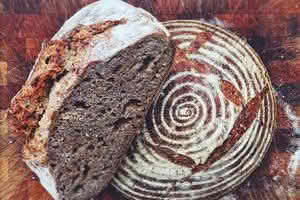 Brown bread with powdered sugar sprinkled on top